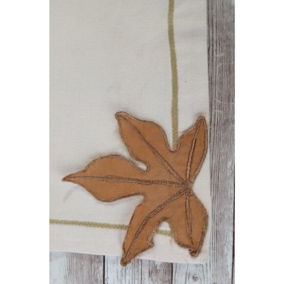 Williams Sonoma Leaf Applique Dinner Napkins Cotton Cream Autumn Fall - Picture 8 of 10